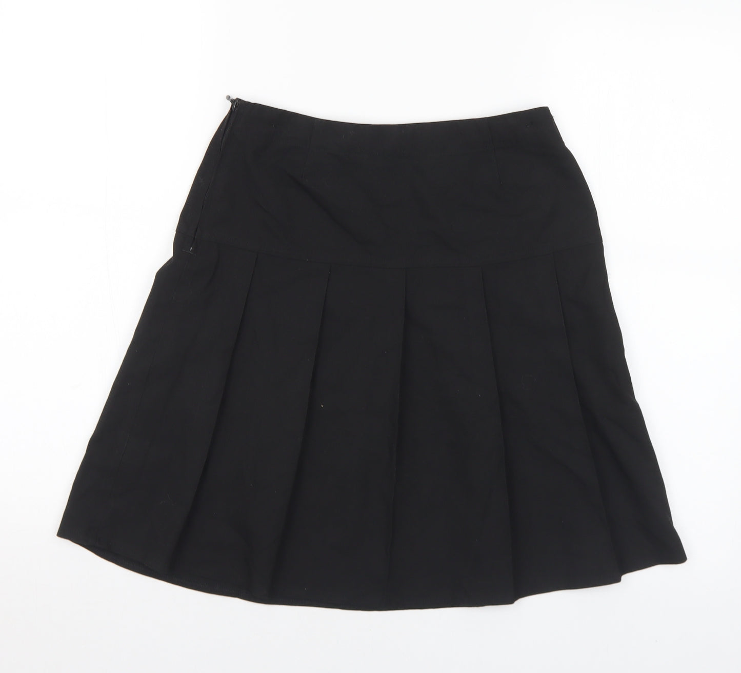 Marks and Spencer Girls Black Polyester Pleated Skirt Size 12-13 Years Regular - School