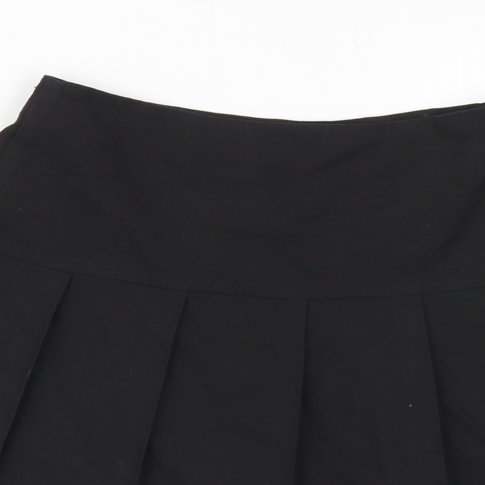Marks and Spencer Girls Black Polyester Pleated Skirt Size 12-13 Years Regular - School