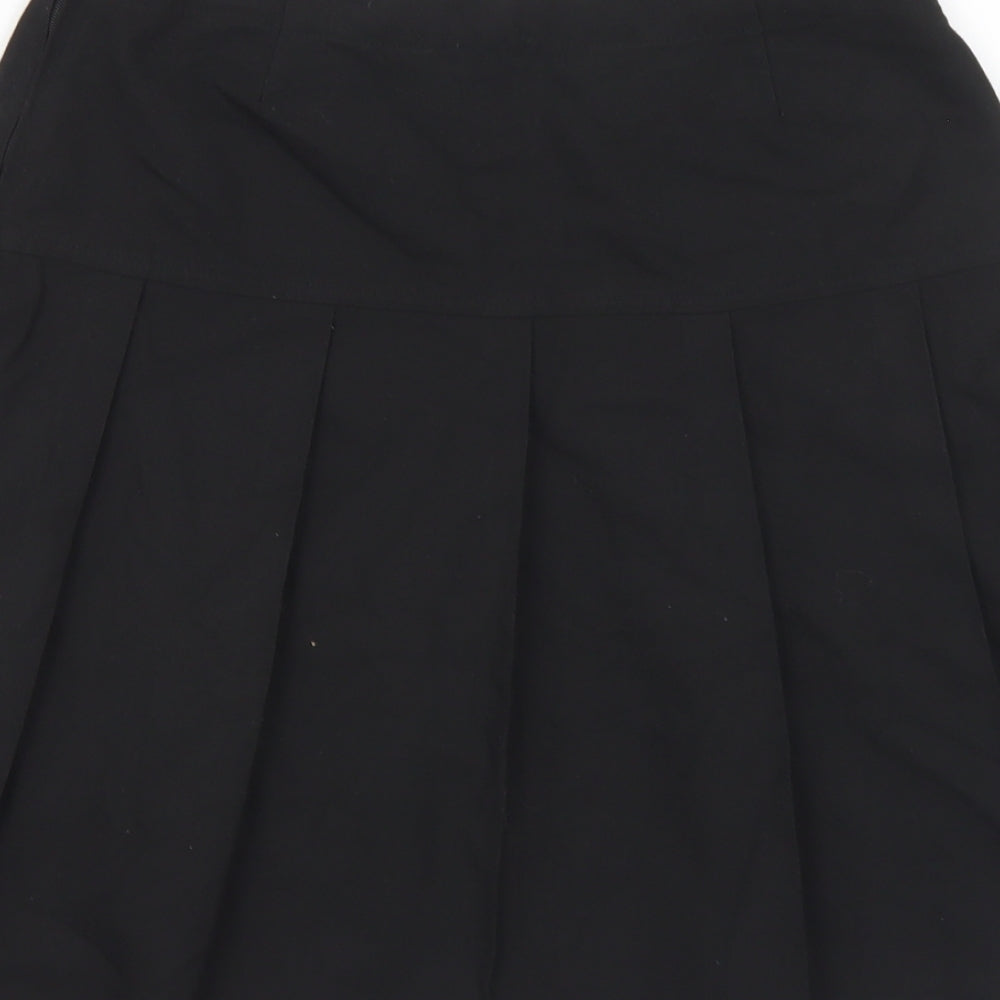Marks and Spencer Girls Black Polyester Pleated Skirt Size 12-13 Years Regular - School
