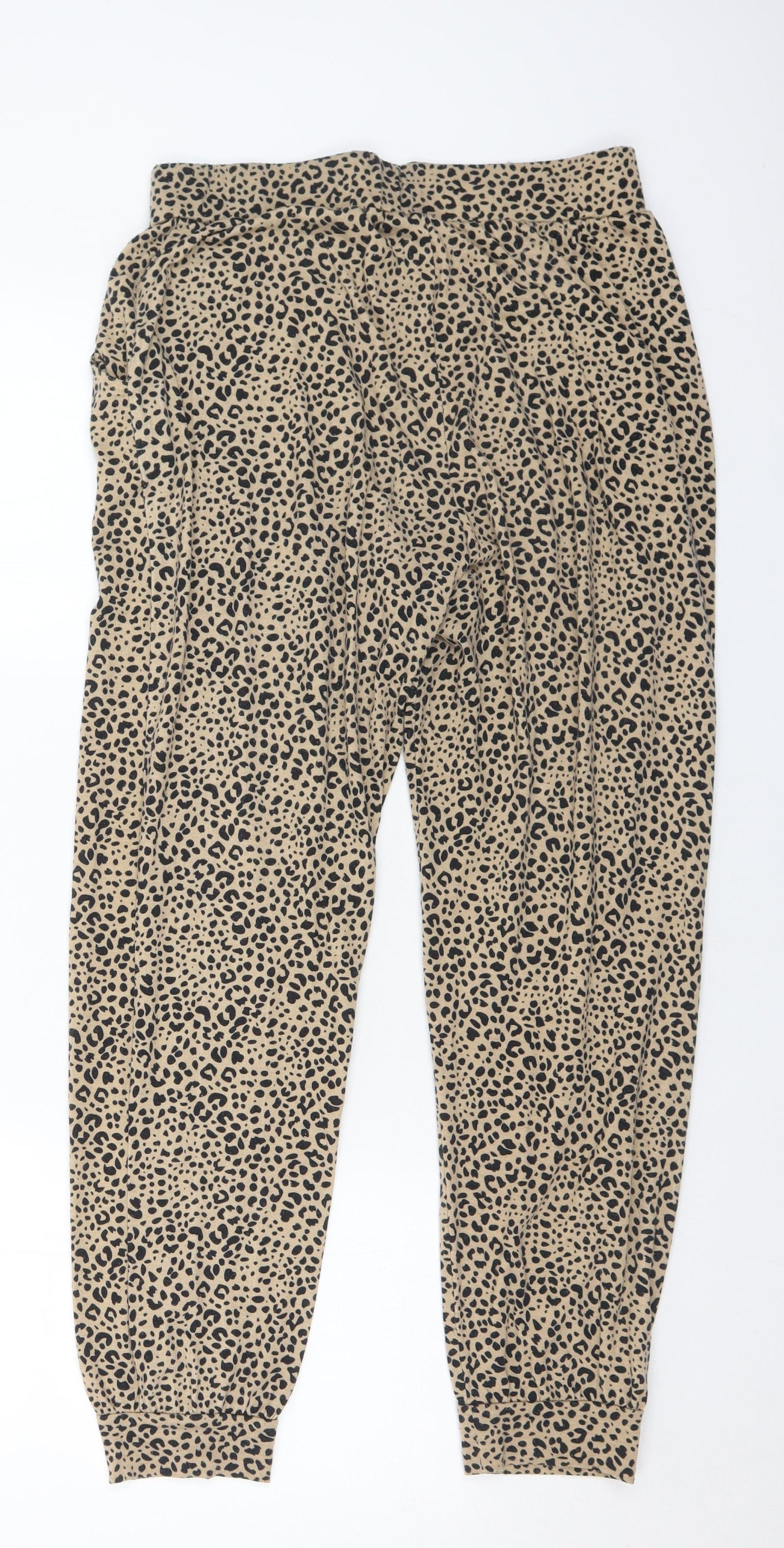Primark Womens Beige Animal Print Polyester Harem Trousers Size 10 L28 in Regular - 10-12
