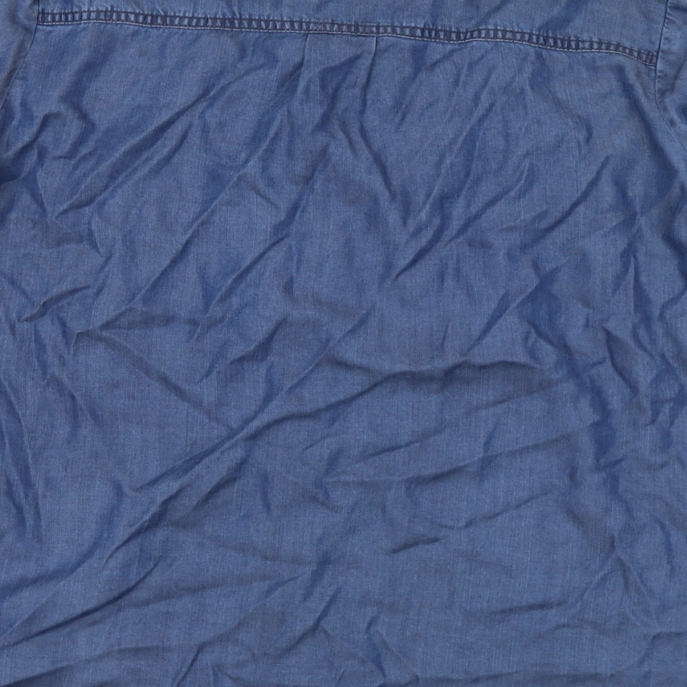 Marks and Spencer Womens Blue Lyocell Basic Button-Up Size 18 Henley