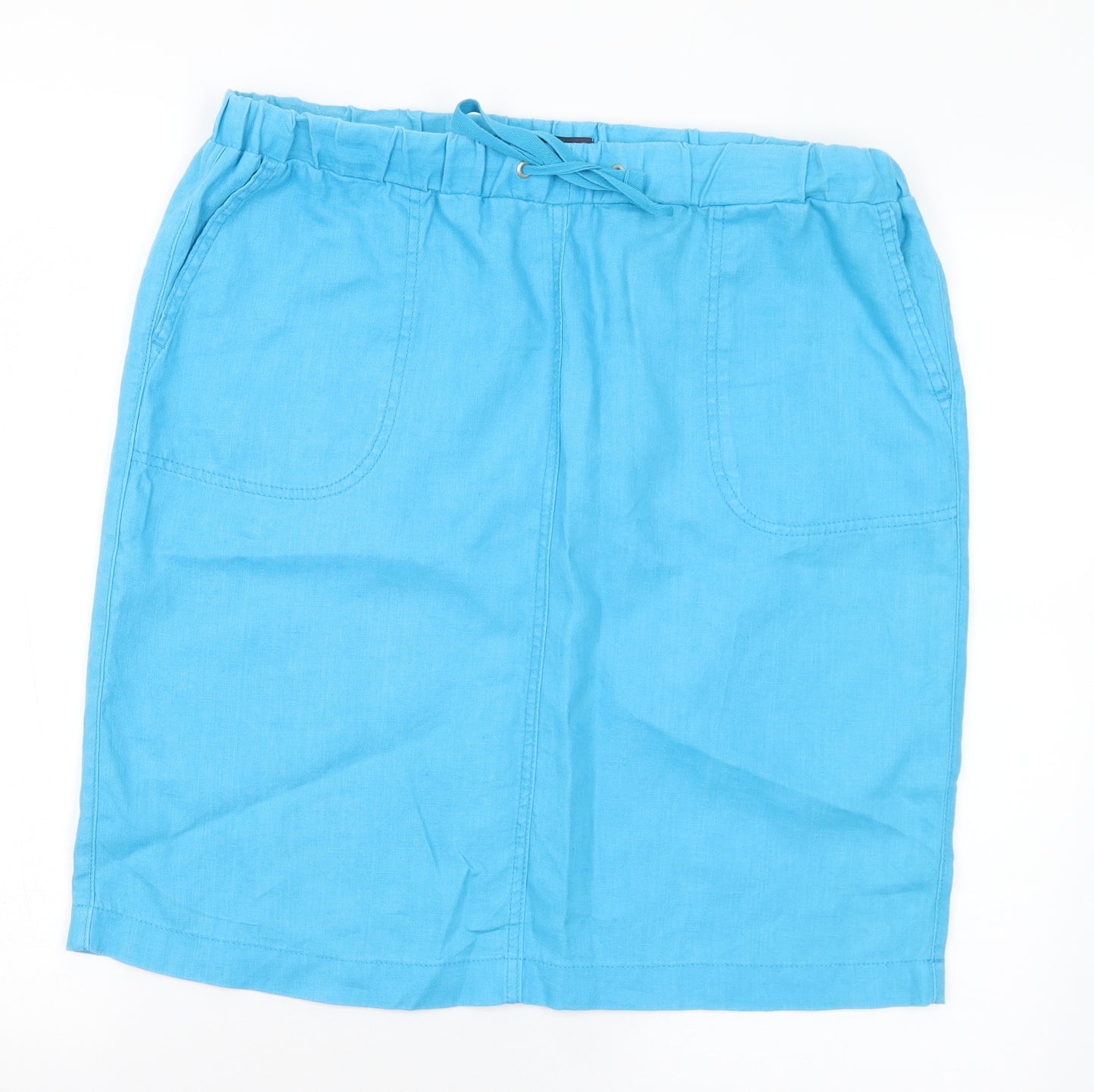 Marks and Spencer Womens Blue Linen Straight & Pencil Skirt Size 14