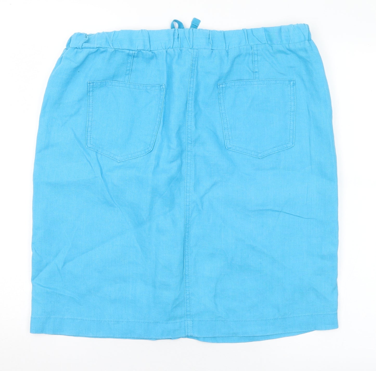 Marks and Spencer Womens Blue Linen Straight & Pencil Skirt Size 14