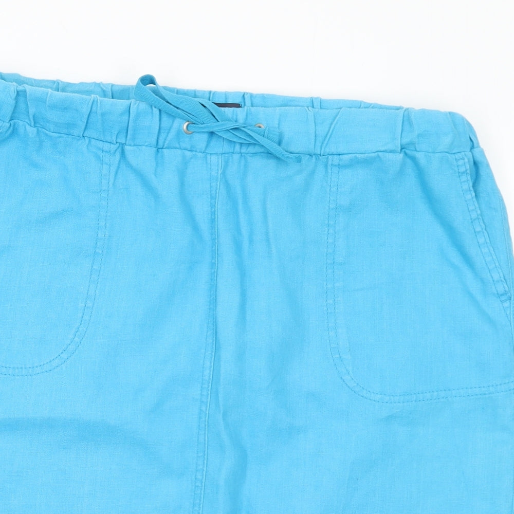 Marks and Spencer Womens Blue Linen Straight & Pencil Skirt Size 14