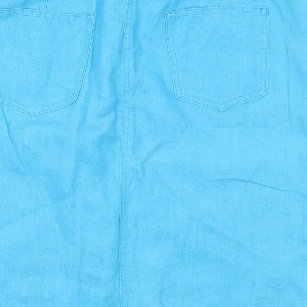 Marks and Spencer Womens Blue Linen Straight & Pencil Skirt Size 14