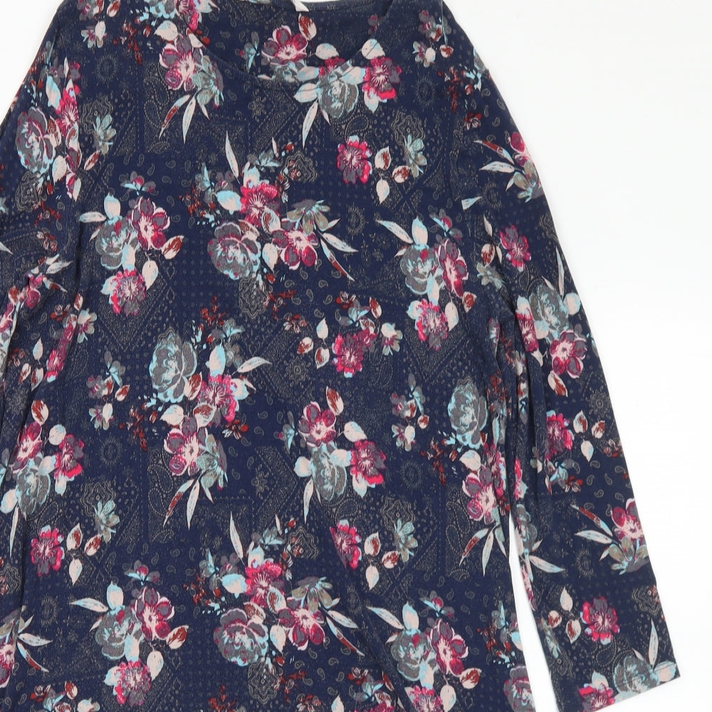 TU Womens Multicoloured Floral Viscose A-Line Size 14 Round Neck