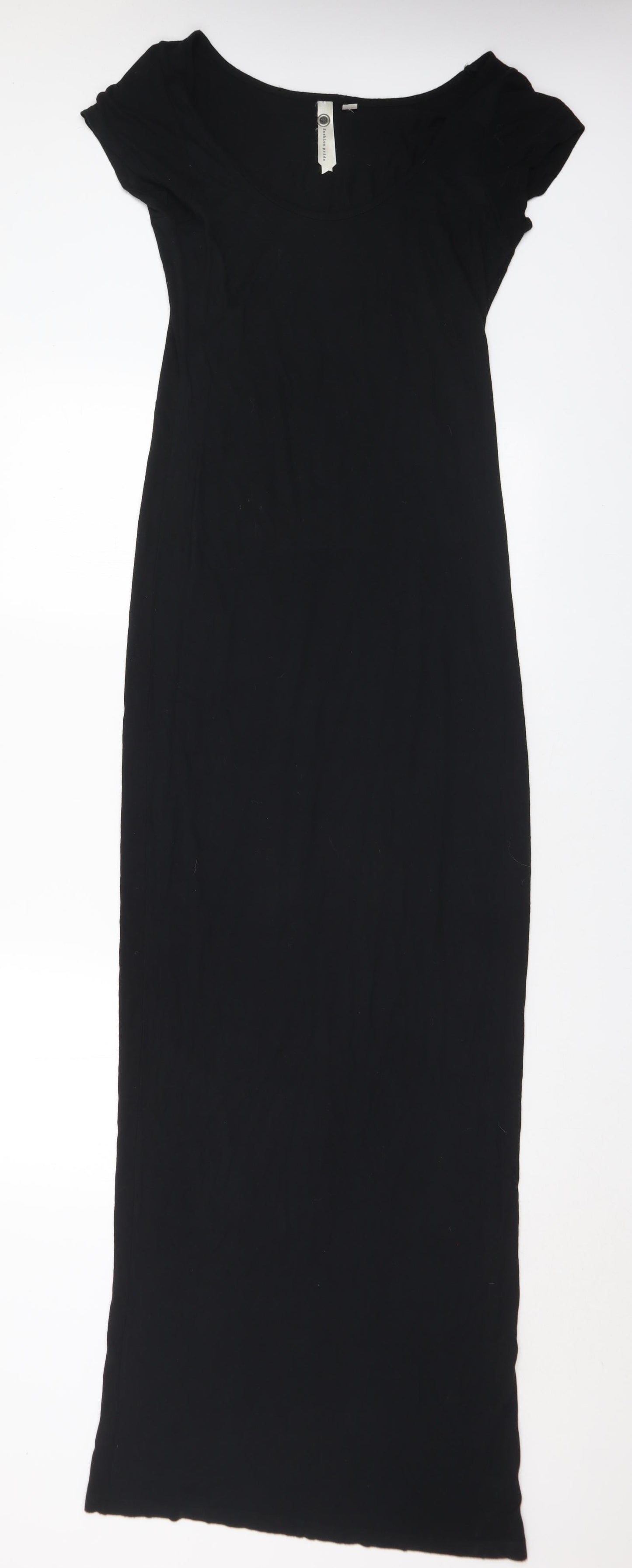Fashion Pride Womens Black Viscose Maxi Size 12 Round Neck