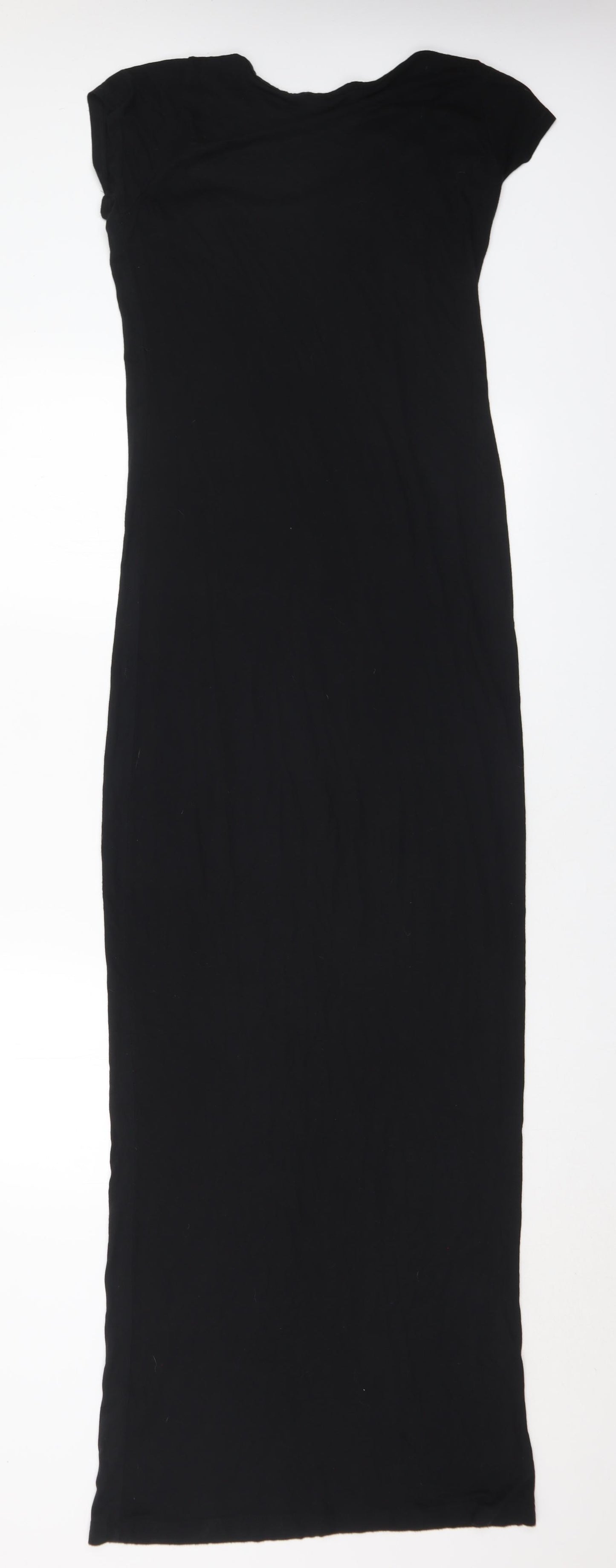 Fashion Pride Womens Black Viscose Maxi Size 12 Round Neck