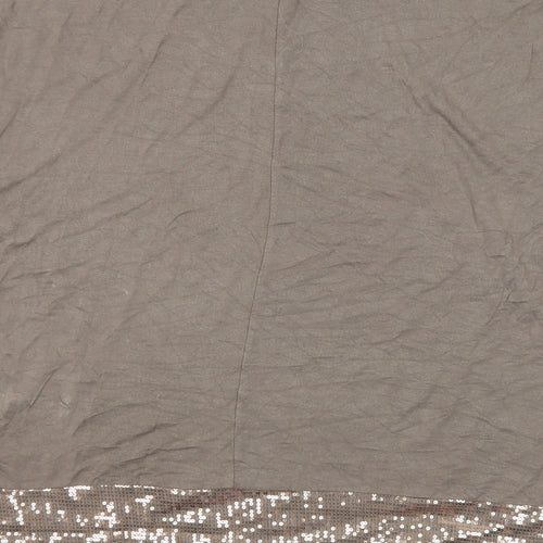 Preworn Womens Brown Viscose Basic Blouse Size XL Round Neck - Sequins