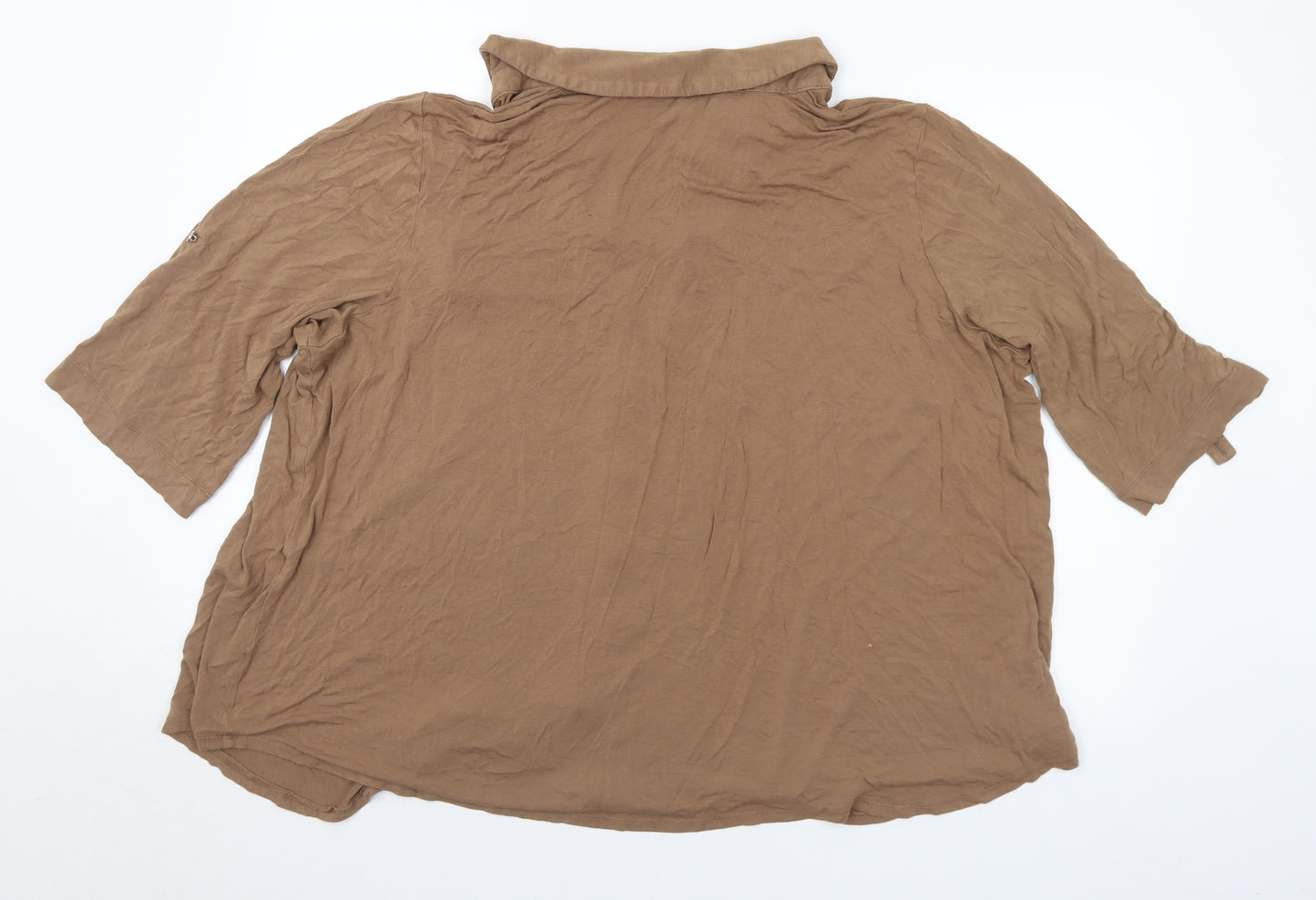 Yours Womens Brown Viscose Basic Button-Up Size 26 Collared - 26-28