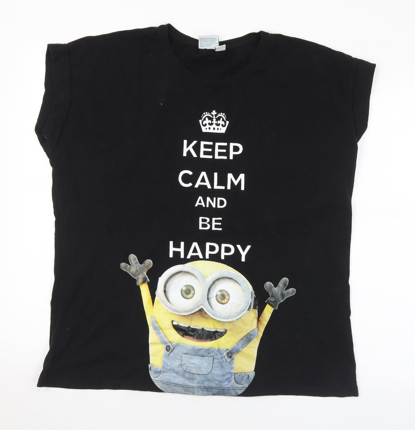 Atmosphere Womens Black Cotton Basic T-Shirt Size 16 Round Neck - Minions