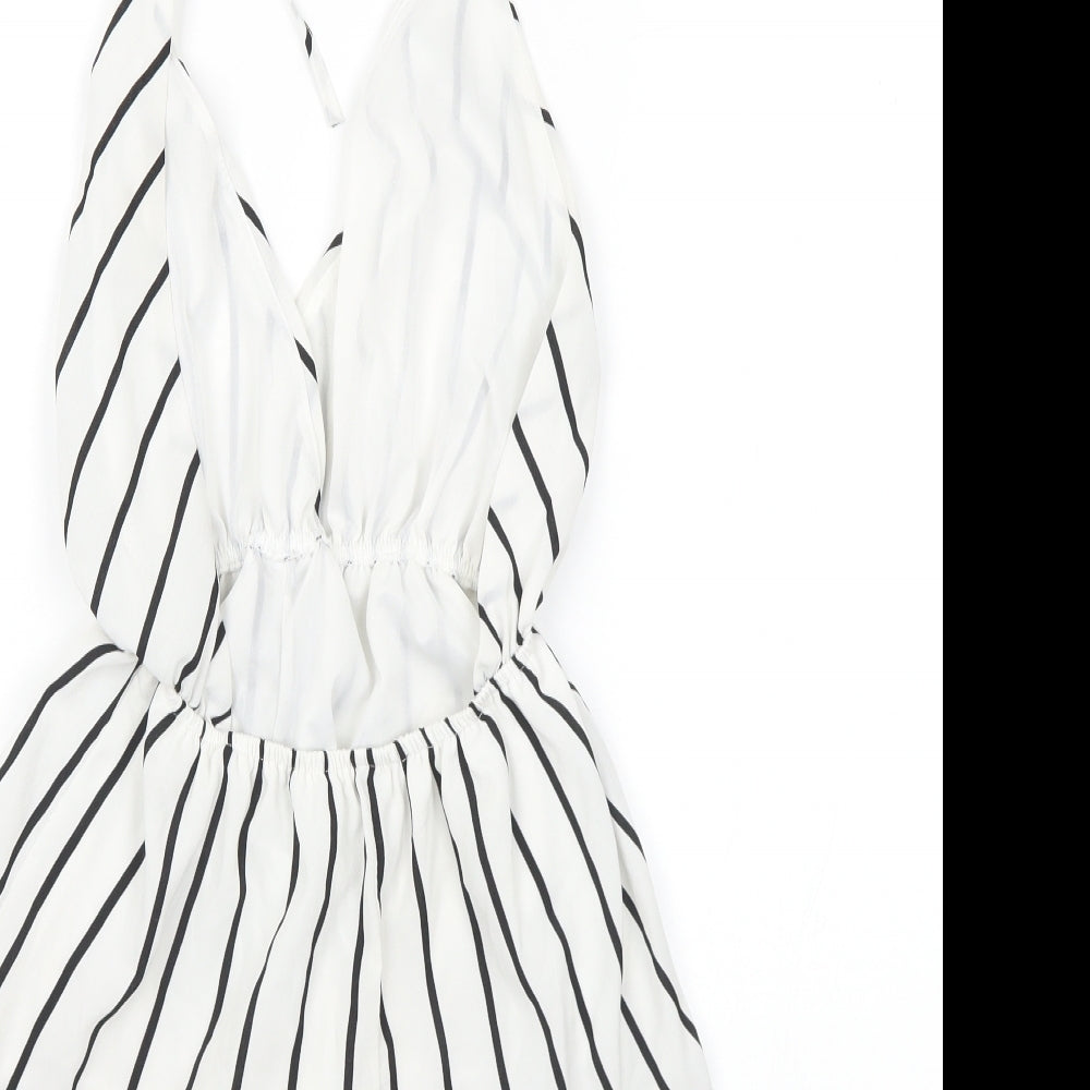 Preworn Womens White Striped Cotton Playsuit One-Piece Size S