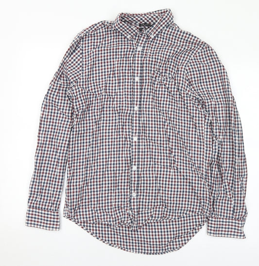 F&F Mens Multicoloured Check Cotton Button-Up Size M Collared Button