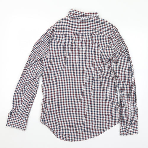F&F Mens Multicoloured Check Cotton Button-Up Size M Collared Button