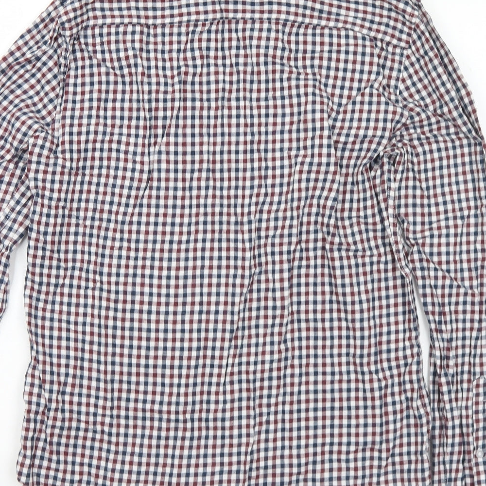 F&F Mens Multicoloured Check Cotton Button-Up Size M Collared Button