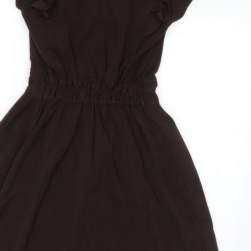 Preworn Womens Brown Polyester Fit & Flare Size M Round Neck