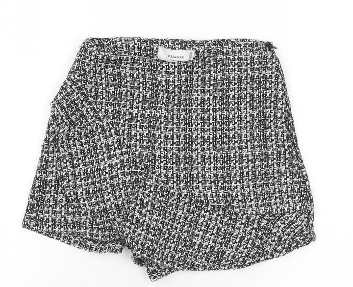 Pull&Bear Womens Black Geometric Cotton Hot Pants Shorts Size XS L3 in Regular