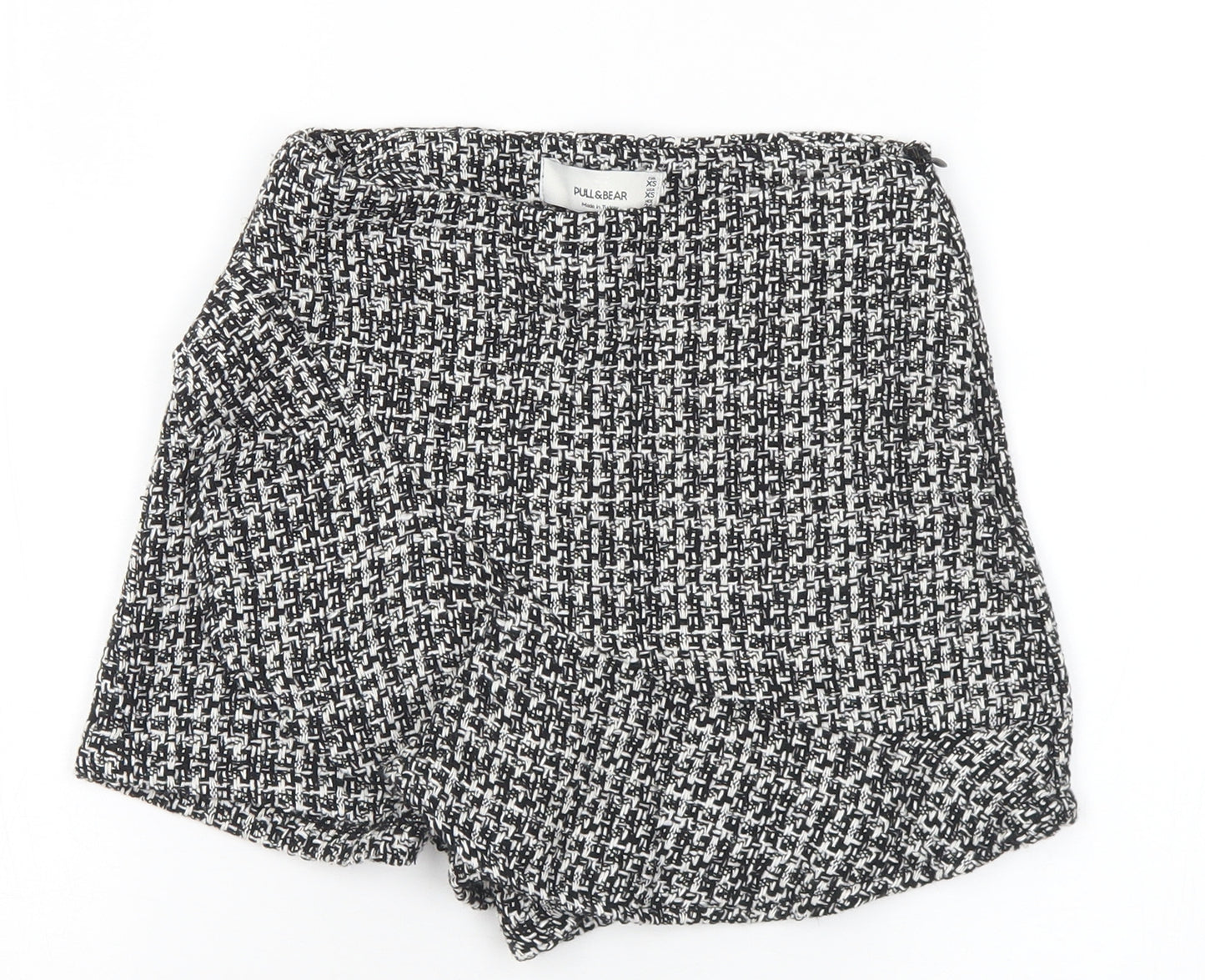 Pull&Bear Womens Black Geometric Cotton Hot Pants Shorts Size XS L3 in Regular
