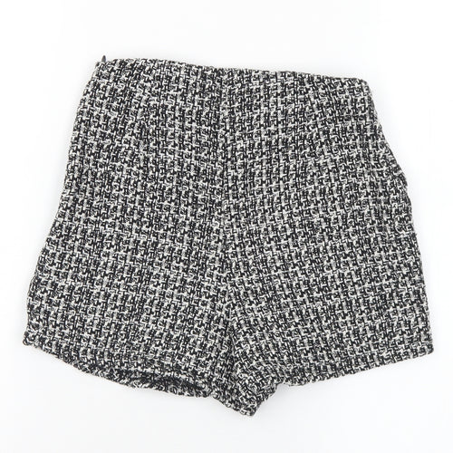 Pull&Bear Womens Black Geometric Cotton Hot Pants Shorts Size XS L3 in Regular