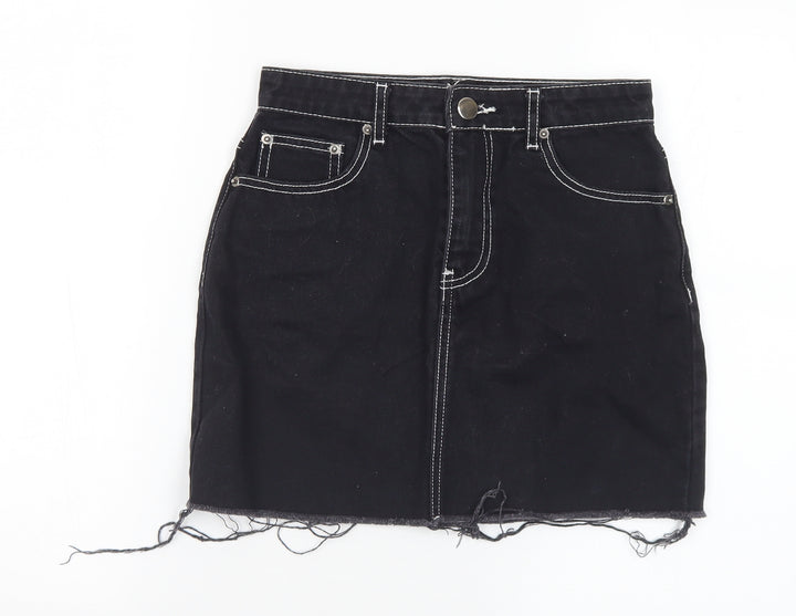FOREVER 21 Womens Black Cotton A-Line Skirt Size S
