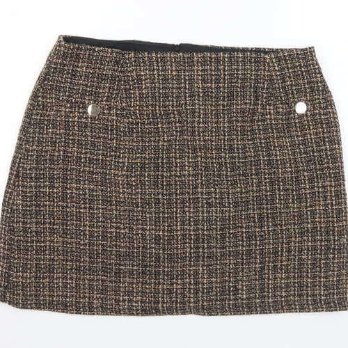 Friends like these Womens Brown Geometric Polyester A-Line Skirt Size 16 Zip