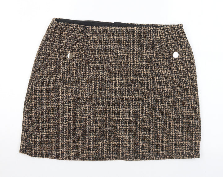 Friends like these Womens Brown Geometric Polyester A-Line Skirt Size 16 Zip