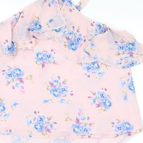 Preworn Womens Multicoloured Floral Polyester Basic Blouse Size S Mock Neck