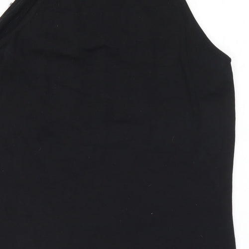 Planet Womens Black Silk Jersey T-Shirt Size L Mock Neck