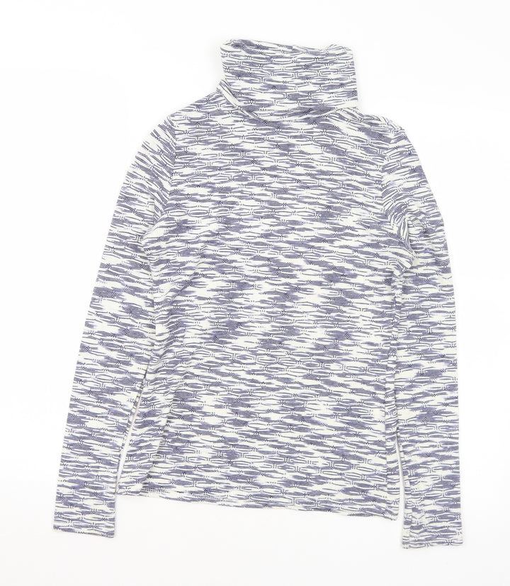 River Island Womens Blue Roll Neck Geometric Acrylic Pullover Jumper Size 8