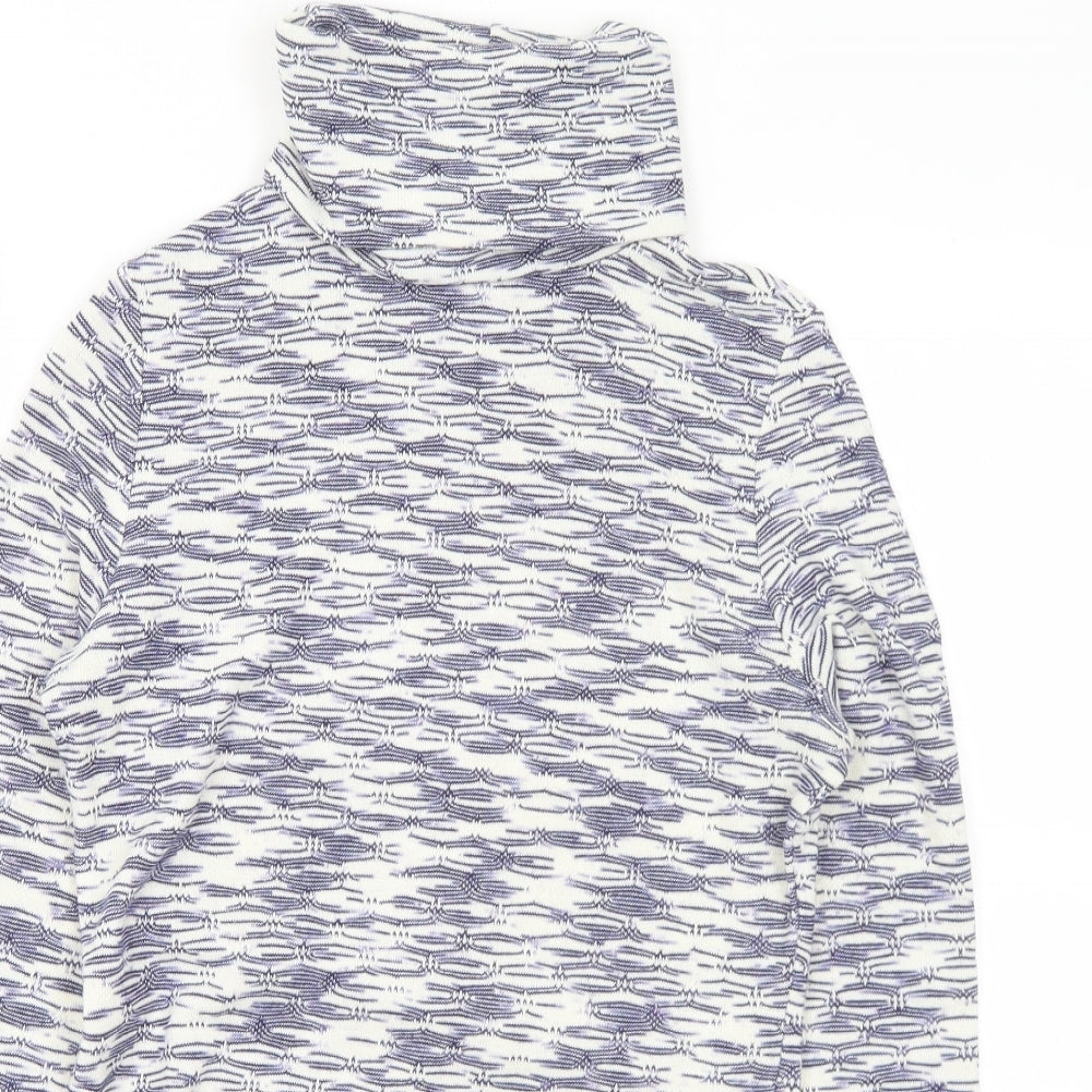 River Island Womens Blue Roll Neck Geometric Acrylic Pullover Jumper Size 8