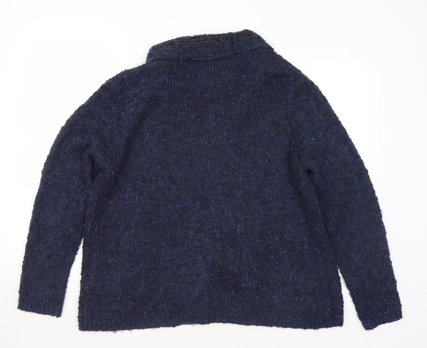 BHS Womens Blue Collared Polyester Cardigan Jumper Size 16