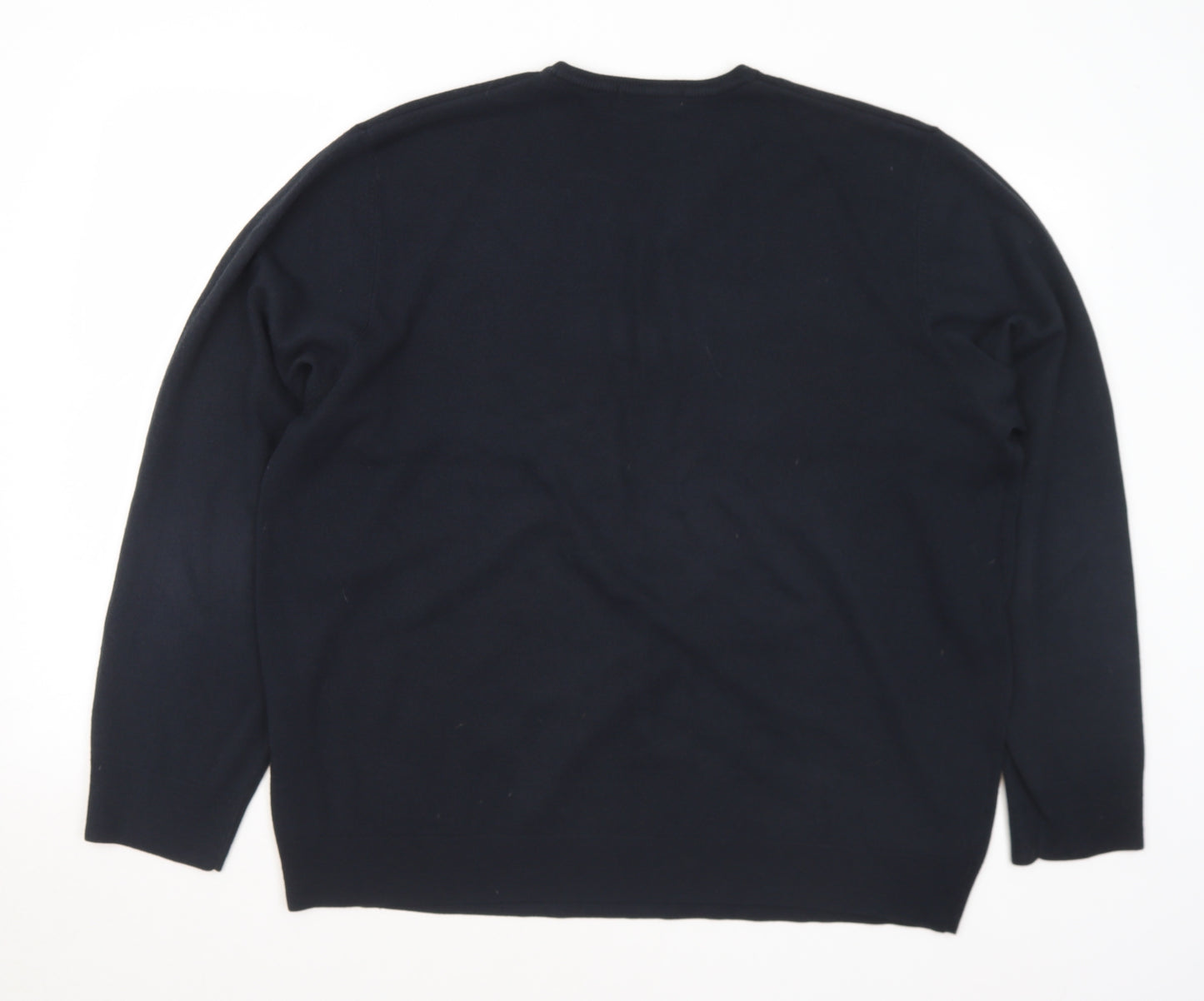 Blue Harbour Mens Black V-Neck Acrylic Pullover Jumper Size 2XL