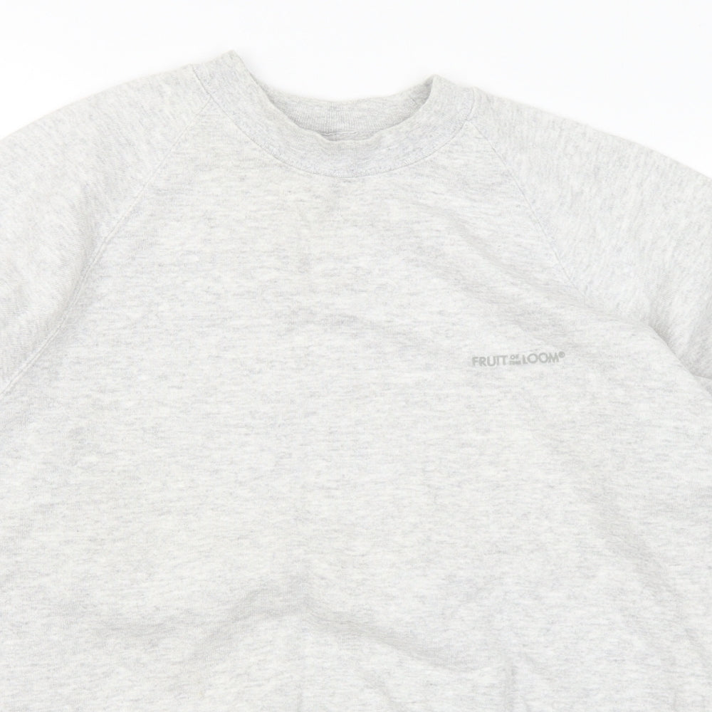Fruit of the Loom Mens Grey Cotton Pullover Sweatshirt Size M