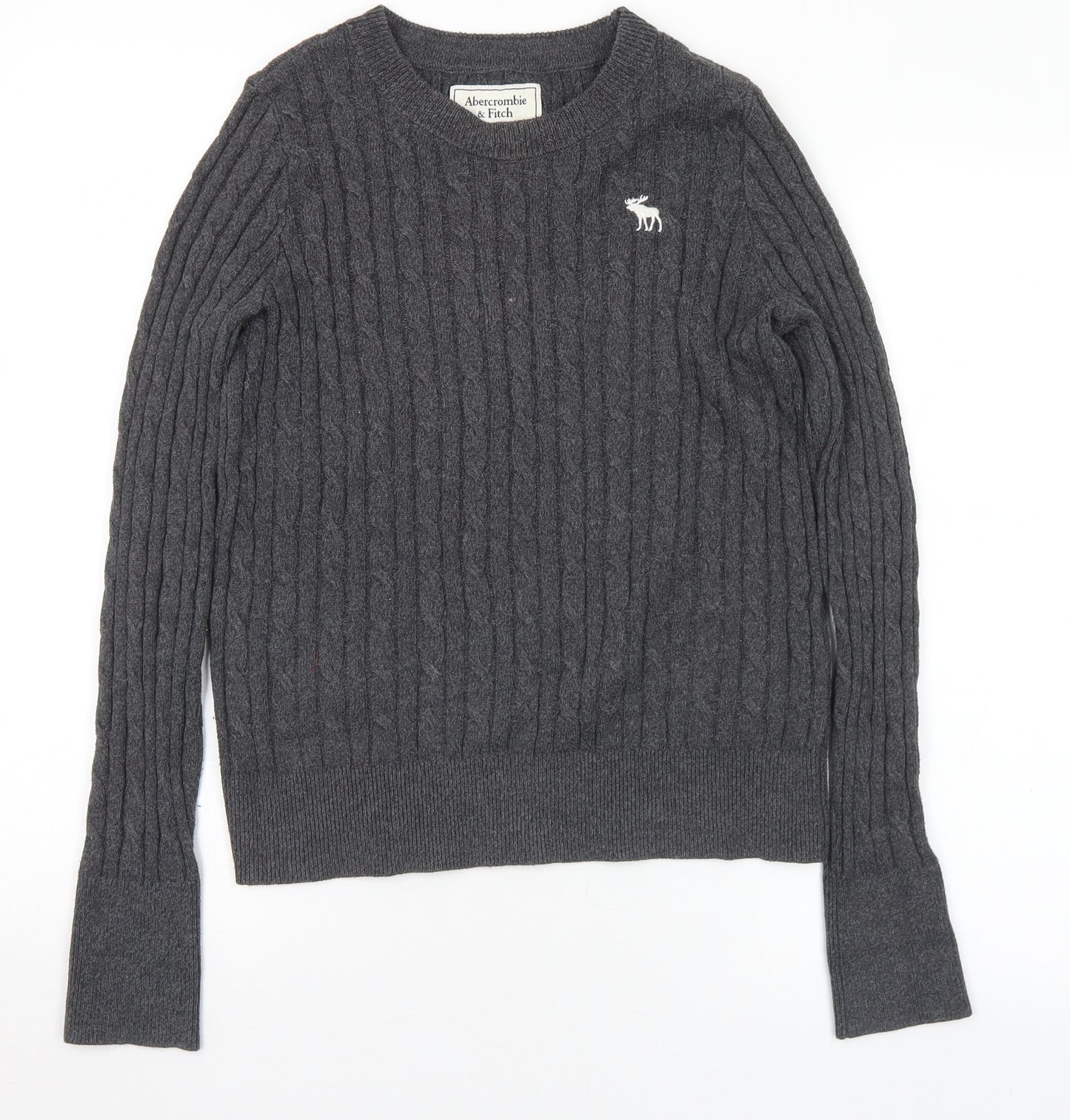 Abercrombie & Fitch Womens Grey Crew Neck Cotton Pullover Jumper Size M