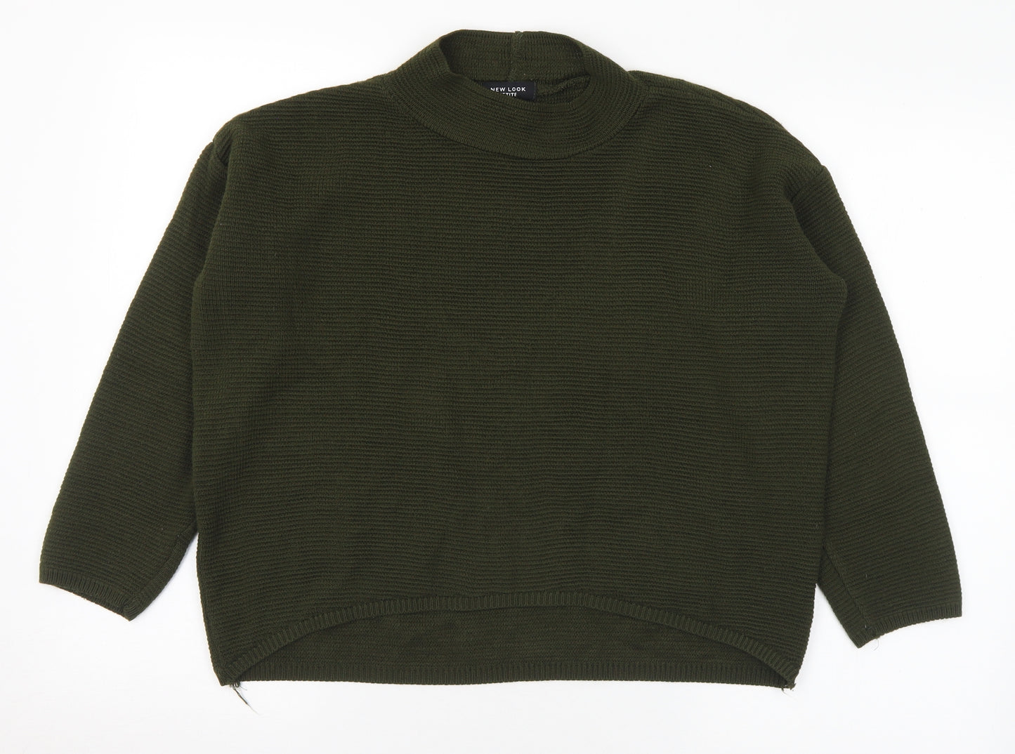 New Look Womens Green Mock Neck Acrylic Pullover Jumper Size 12
