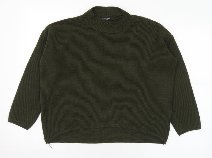 New Look Womens Green Mock Neck Acrylic Pullover Jumper Size 12