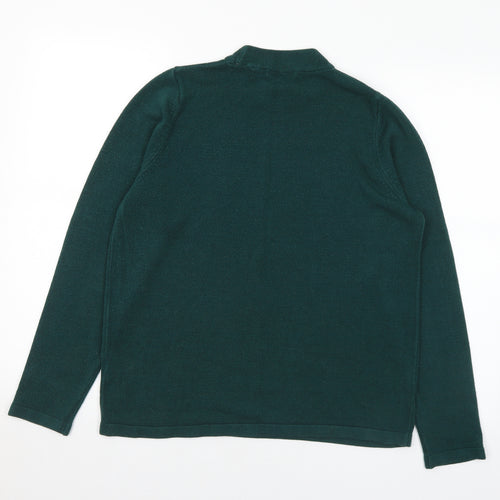 Classic Womens Green Mock Neck Acrylic Pullover Jumper Size 14