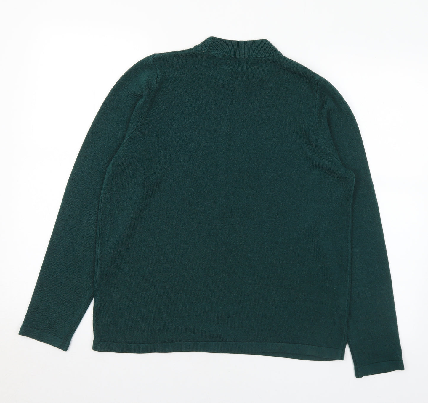 Classic Womens Green Mock Neck Acrylic Pullover Jumper Size 14