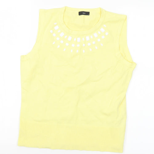 M&Co Womens Yellow Round Neck Viscose Pullover Jumper Size 14
