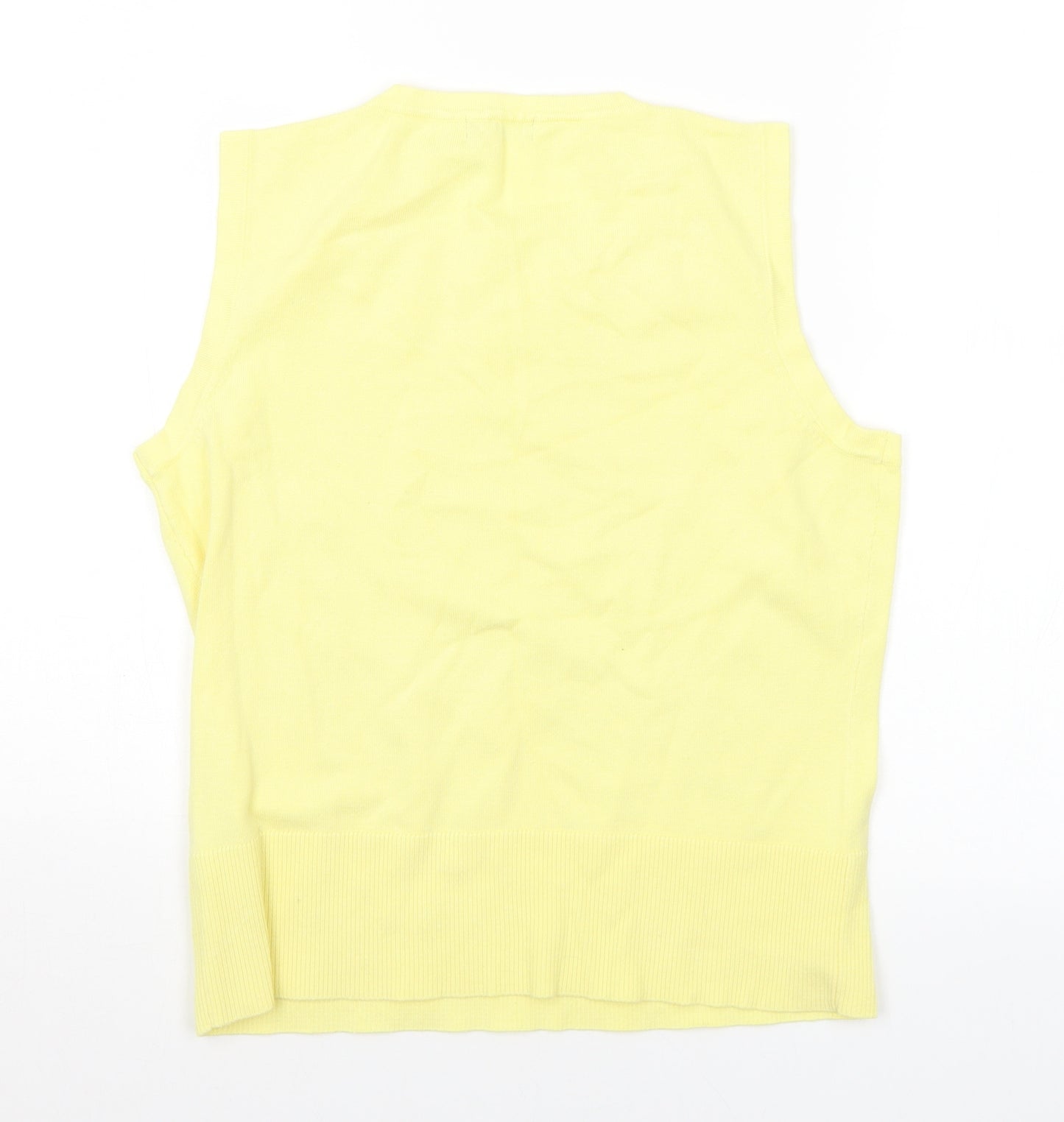 M&Co Womens Yellow Round Neck Viscose Pullover Jumper Size 14