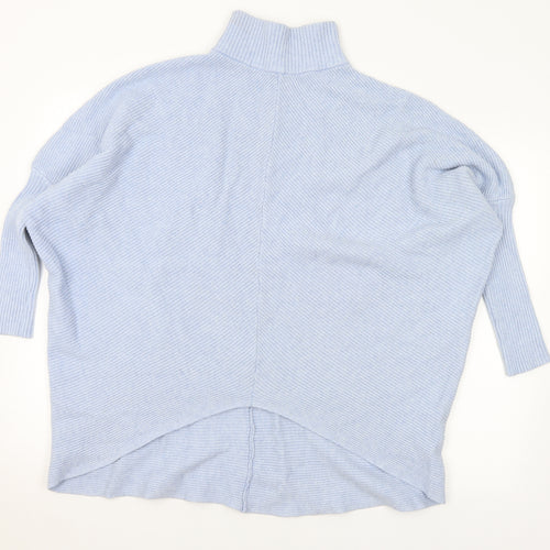 Preworn Womens Blue Mock Neck Viscose Pullover Jumper Size L
