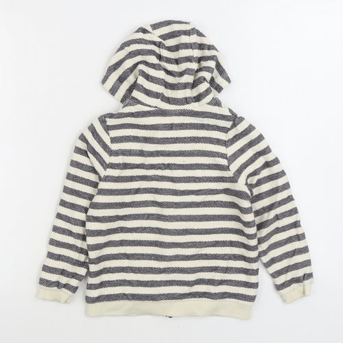 TU Boys Grey Striped 100% Cotton Full Zip Hoodie Size 5-6 Years Zip