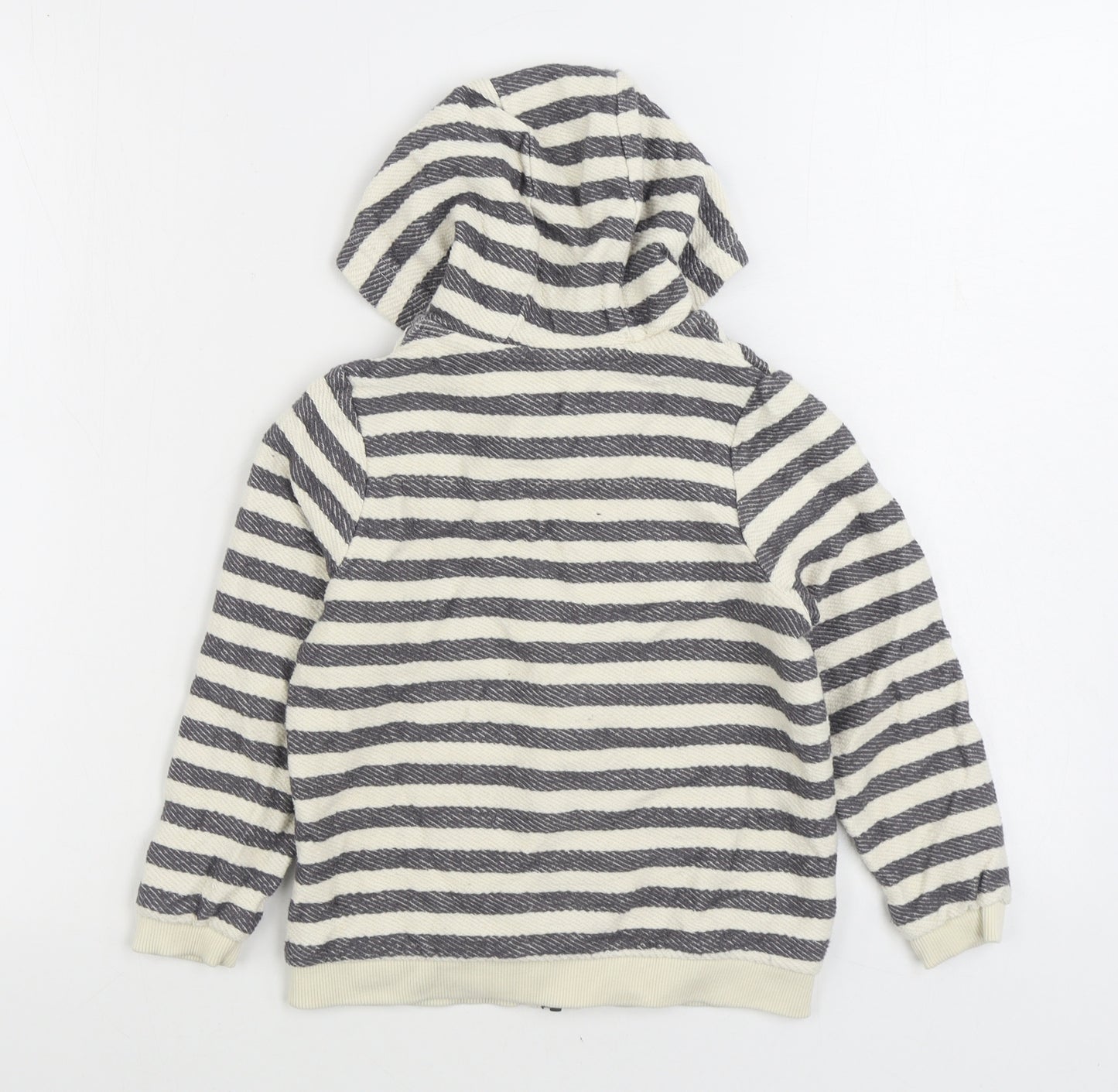 TU Boys Grey Striped 100% Cotton Full Zip Hoodie Size 5-6 Years Zip