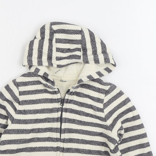 TU Boys Grey Striped 100% Cotton Full Zip Hoodie Size 5-6 Years Zip