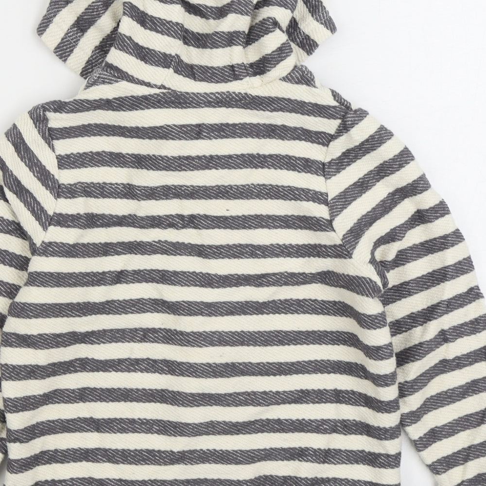 TU Boys Grey Striped 100% Cotton Full Zip Hoodie Size 5-6 Years Zip