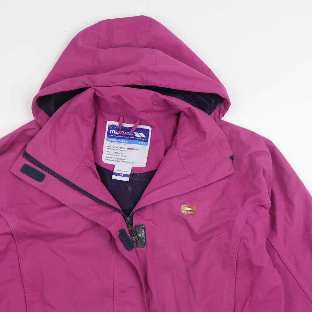 Trespass Womens Pink Rain Coat Coat Size 14 Zip