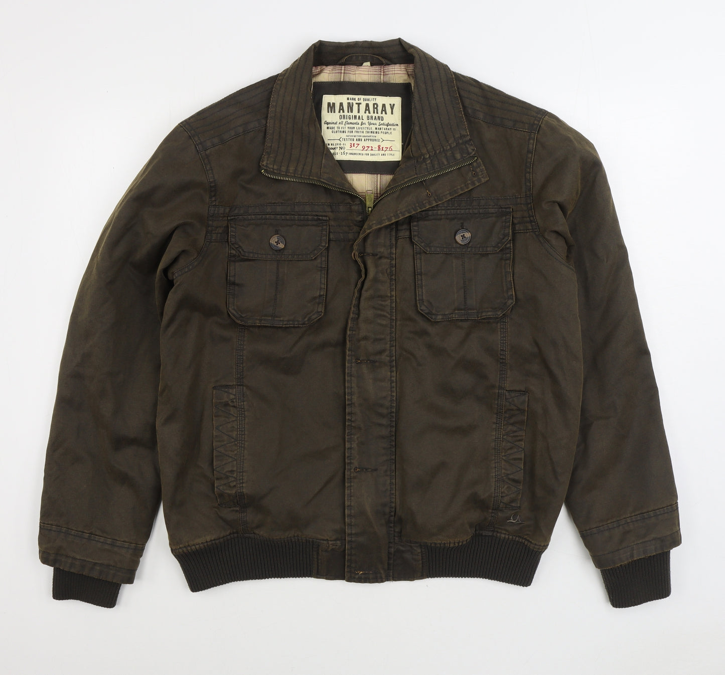 Mantaray Mens Brown Bomber Jacket Coat Size L Zip