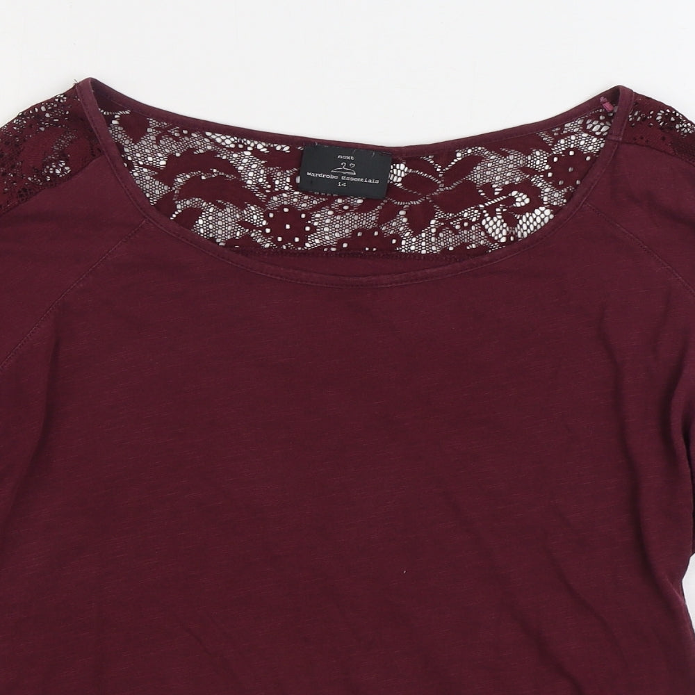 NEXT Womens Purple Cotton Basic T-Shirt Size 14 Boat Neck