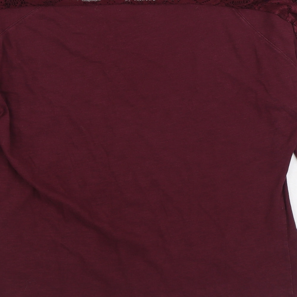 NEXT Womens Purple Cotton Basic T-Shirt Size 14 Boat Neck
