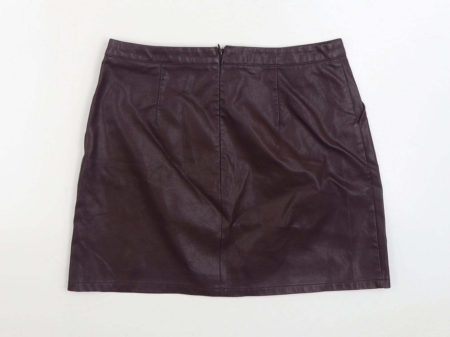 New Look Womens Purple Polyurethane A-Line Skirt Size 14 Zip